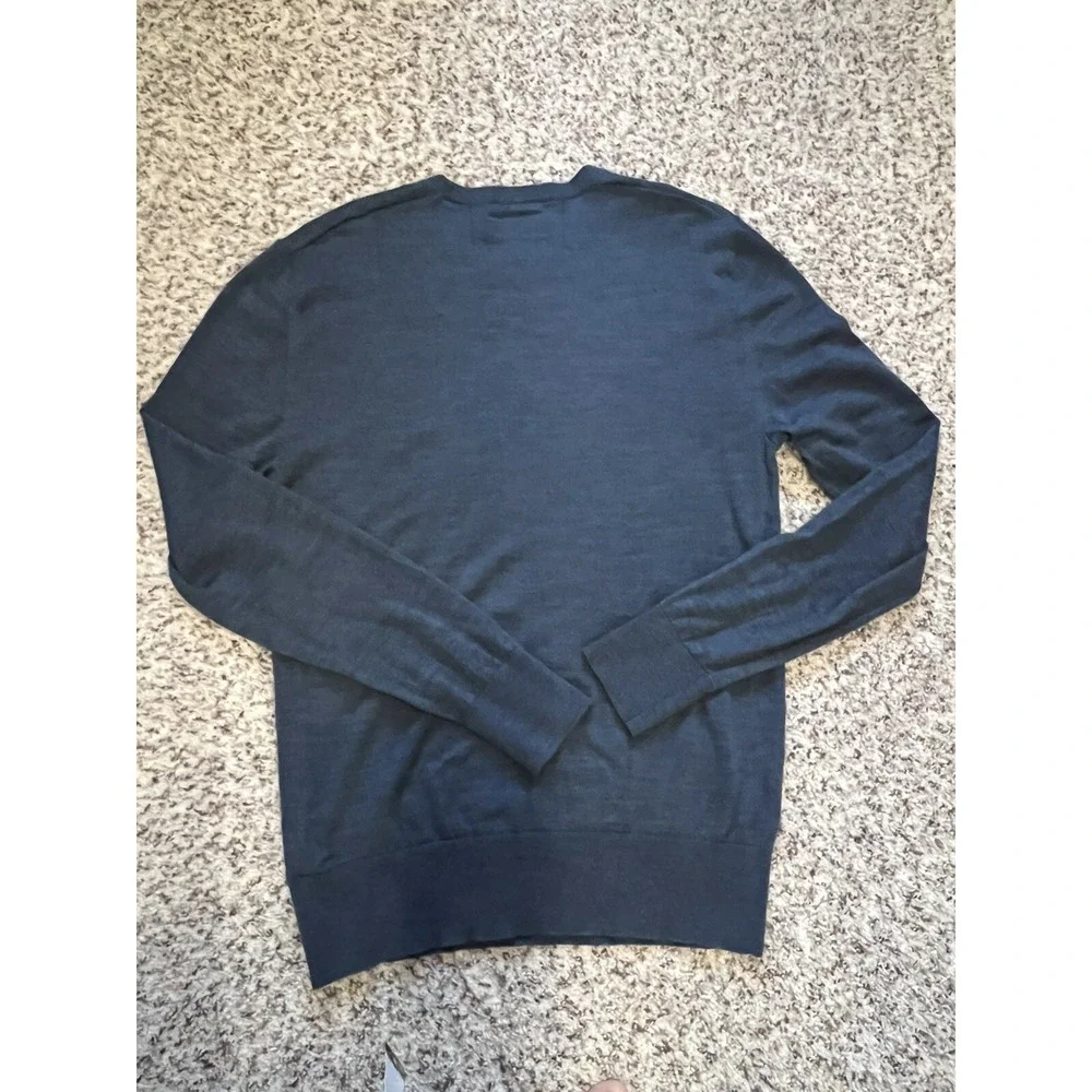 All saints New Sweater Adult Sz XLMerino Wool Blue Crew‎ Neck Long Sleeve Logo